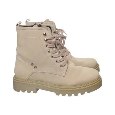 Bottes à lacets (Beige) de Leone Cuir