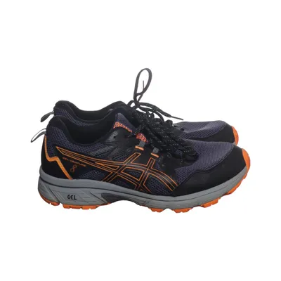 Running shoes (Black, Orange, Gray) from Asics