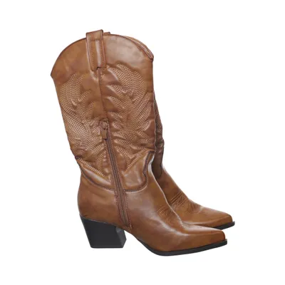 Cowboystøvler (Brun) fra DameRose Læder, Kunstlæder