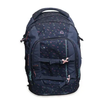 Sac à dos (Dunkelblauer Schul-/Freizeitrucksack mit dezentem Muster. Gepolsterter Rücken und Schultergurte, Brust- und Hüftgurt, mehrere Fächer und Seitentaschen. Guter gebrauchter Zustand, sauber und funktional. Ideal für Schule, Alltag oder Ausflüge. Schulrucksack Schulranzen Schultasche) de Satch