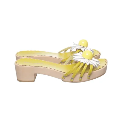 Sabots (Jaune, Blanc) de Jeffrey Campbell Polyuréthane
