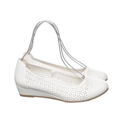 Wedges (White) from Easy Street Faux leather, Leather