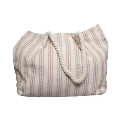 Strandväska (Beige, Vit)