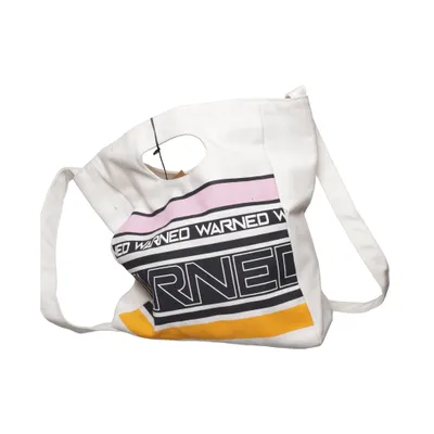 Canvas bag (White, Multicolored) from Bershka Accessories Cotton