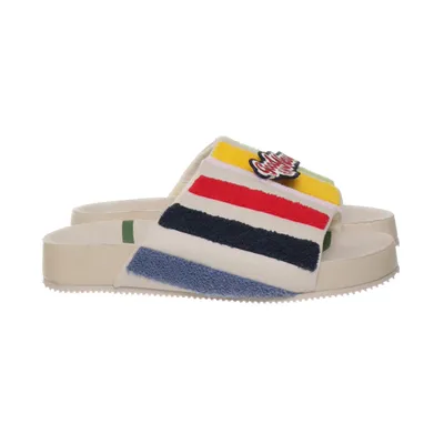 Slip-ins (Sliders, Badtofflor, Strandtofflor, Design Collab, Collaboration, Limited Edition, Frotté, Rainbow, Regnbåge, Pride) van Good News x H&M Katoen, Viscose, Elastaan, Polyamide