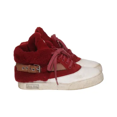 Sneakers (Red, White, Brown) from Miu Miu Leather, Wool