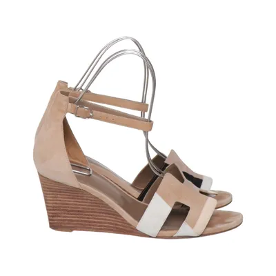 Sleehakken (Beige, Zwart, Wit) van Hermès Leer