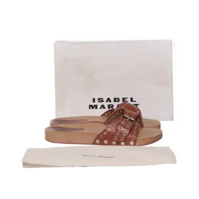Hjemmeskor (JASO Old Money Style slippers, staan superleuk onder Flair jeans of onder je bohemian gauze romy boomsma style outfit, 2x gedragen in zeer goede staat, model Jaso. komen met doos en stofzak) fra Isabel Marant Læder