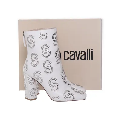 Stövletter (Vit, Silverfärgad) från Roberto Cavalli Skinn