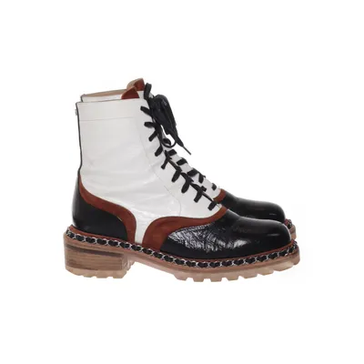 Laced boots (White, Black, Multicolored) from Chanel Leather