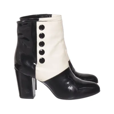 Heeled boots (Black, White) from Chanel