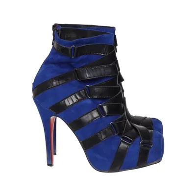 Bottes à talons (Bleu, Noir) de Christian Louboutin Cuir
