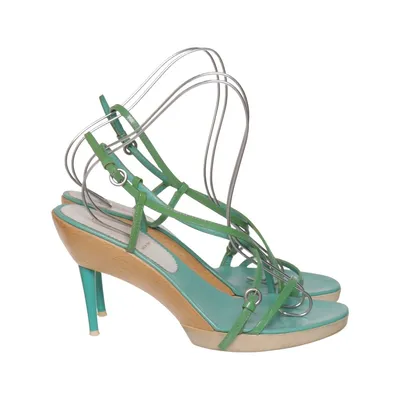 Sandales à talons hauts (Vert) de Miu Miu Cuir