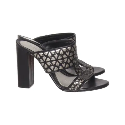 Mules (Noir, Argent) de Alexander McQueen Cuir