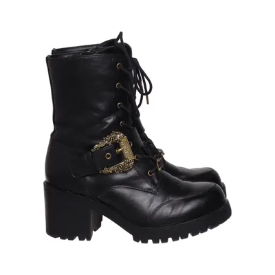 Bottes à talons (Noir) de Versace Jeans Couture Cuir