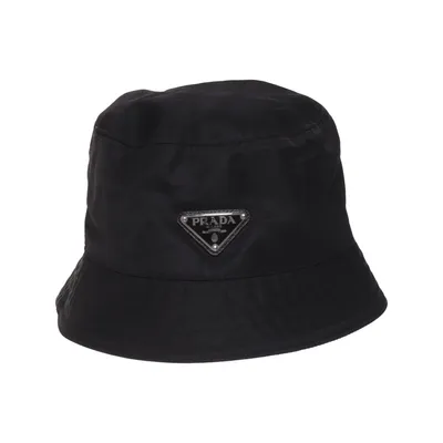 Buckethatt (Svart) från Prada Bomull, Skinn, Polyamid