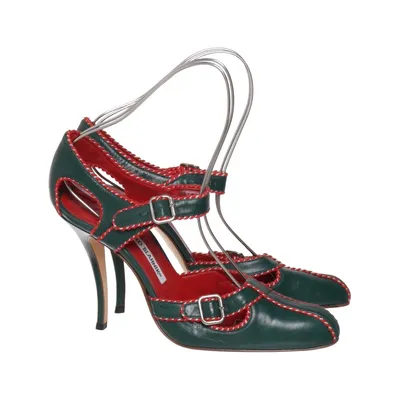 Escarpins (Vert, Rouge) de Manolo Blahnik Cuir