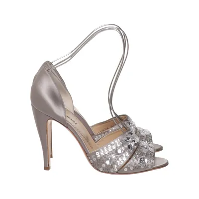 High heel sandals (Gray, Silver) from Giorgio Armani Leather