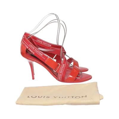 High heel sandals (Bayswater Canvas Strappy Patent) from Louis Vuitton Leather