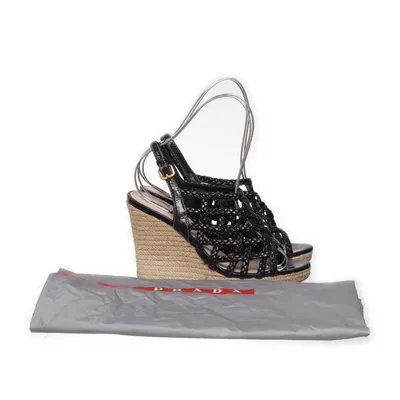 Keilschuhe (Schwarz) von Prada Linea Rossa Leder