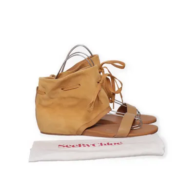 Sandalen (Beige) van See by Chloé Leer, Suède