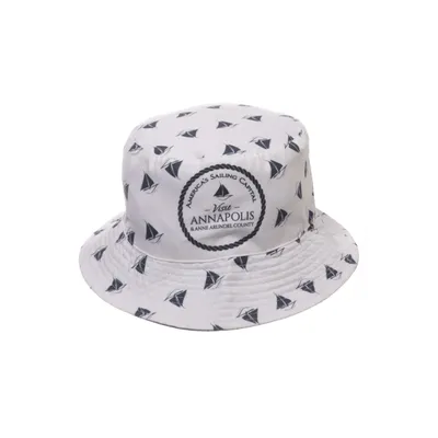 Bucket hat (White, Blue) from Visit