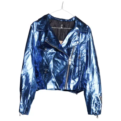 Biker jacket (Blue) from Missguided Polyester, Polyurethane