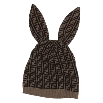 Mössa (Brun, Beige) från Fendi Kids Kashmir, Bomull