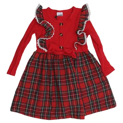 Klänning (Röd, Flerfärgad) Bomull, Elastan