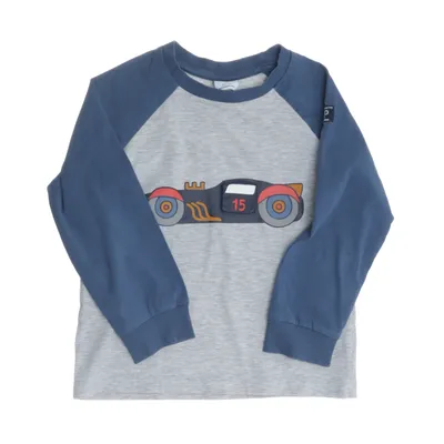 Langærmet t-shirt (Grå, Blå, Flerfarvet) fra Polarn O. Pyret Elastan, Økologisk bomuld, Viscose