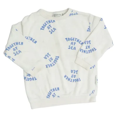 Collegetröja (Vit, Blå) från Minories Ekologisk bomull, Polyester