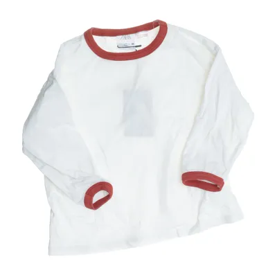 Langærmet t-shirt (Hvid) fra Zara Bomuld, Elastan