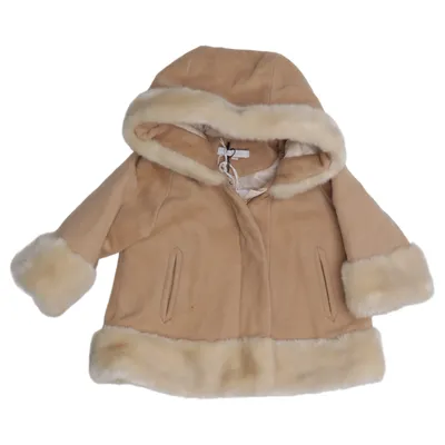 Shearlingjakke (Beige, Hvid) fra Chloé Kashmir, Polyamid, Polyester, Uld