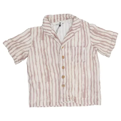 Korte mouwen shirt (Beige, Wit) van Rop Van Mierlo x H&M Linnen, Viscose