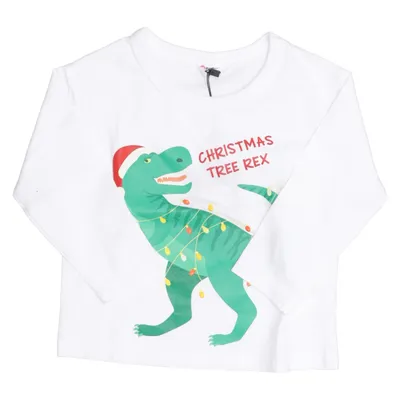 T-shirt à manches longues (Christmas Tree Rex) de PatPat Coton, Polyester