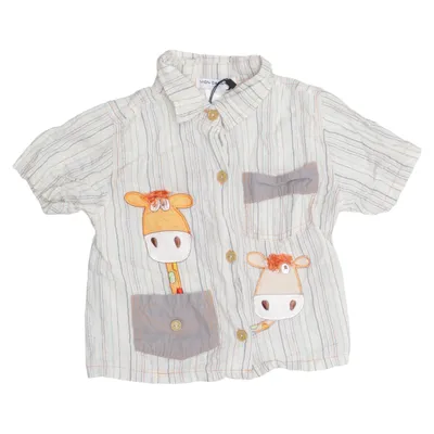 Chemise à manches courtes (Blanc, Bleu, Orange) de Mon Caramel Coton