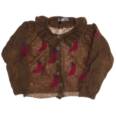 Cardigan (Bruin, Roze, Meerkleurig) van Emile&Ida Acryl, Alpacawol, Polyamide