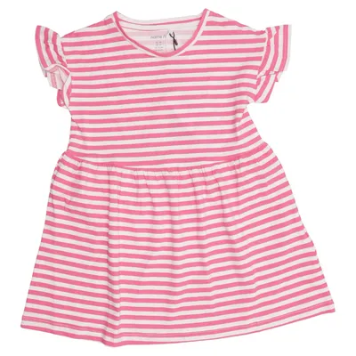 Robe (Rose, Blanc) de Name It Élasthane, Coton biologique