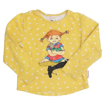 Lange mouwen shirt (Geel, Wit, Meerkleurig) van Pippi Långstrump Elastaan, Organisch katoen