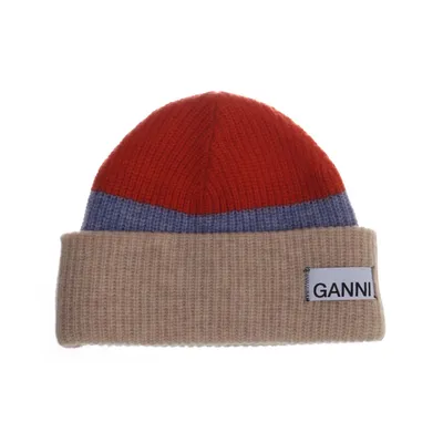 Beaniemössa (Beige, Röd, Blå) från Ganni Polyamid, Ull
