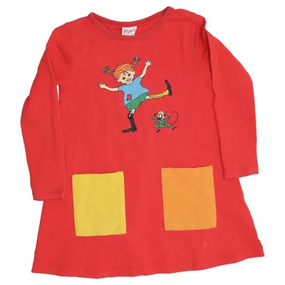 Dress (Red, Multicolored) from Pippi Långstrump by Martinex Cotton, Elastane
