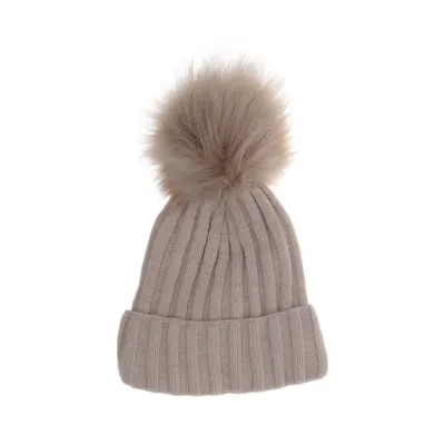 Bobble hat (Beige) from Fiebig Acrylic, Wool, Polyester
