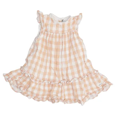 Klänning (Beige, Vit) från Newbie by KappAhl Ekologisk bomull