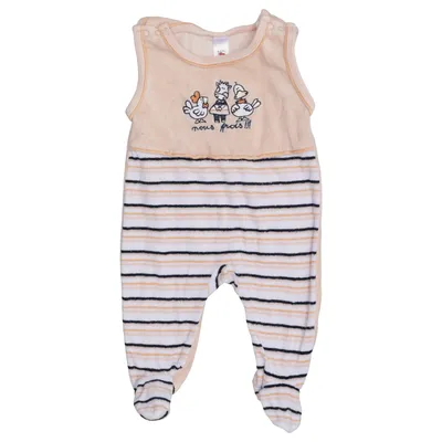 Barboteuse (Beige, Blanc) de Baby Club Coton, Polyester