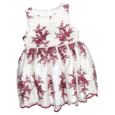 Blomsterpigekjole (Hvid, Rød) fra Couture Princess Polyester