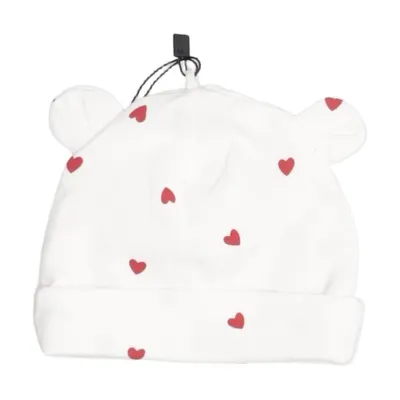 Beaniemössa (Vit, Röd) från Lindex Newborn Bomull, Elastan