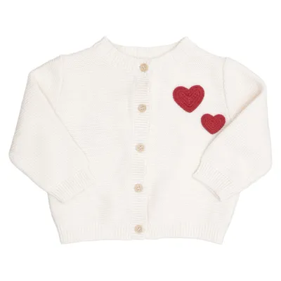 Cardigan (Beige, Red) from Rikiki Cotton