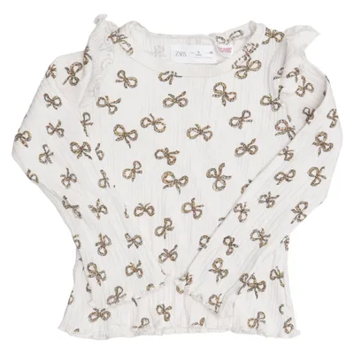 T-shirt à manches longues (Blanc, Marron) de Zara