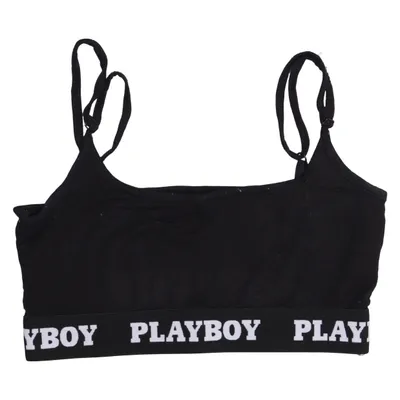 Bralette (Black, White) from Playboy x Missguided Elastane, Viscose