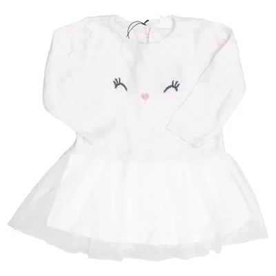 Dress (Beige, White) from H&M Cotton, Polyester